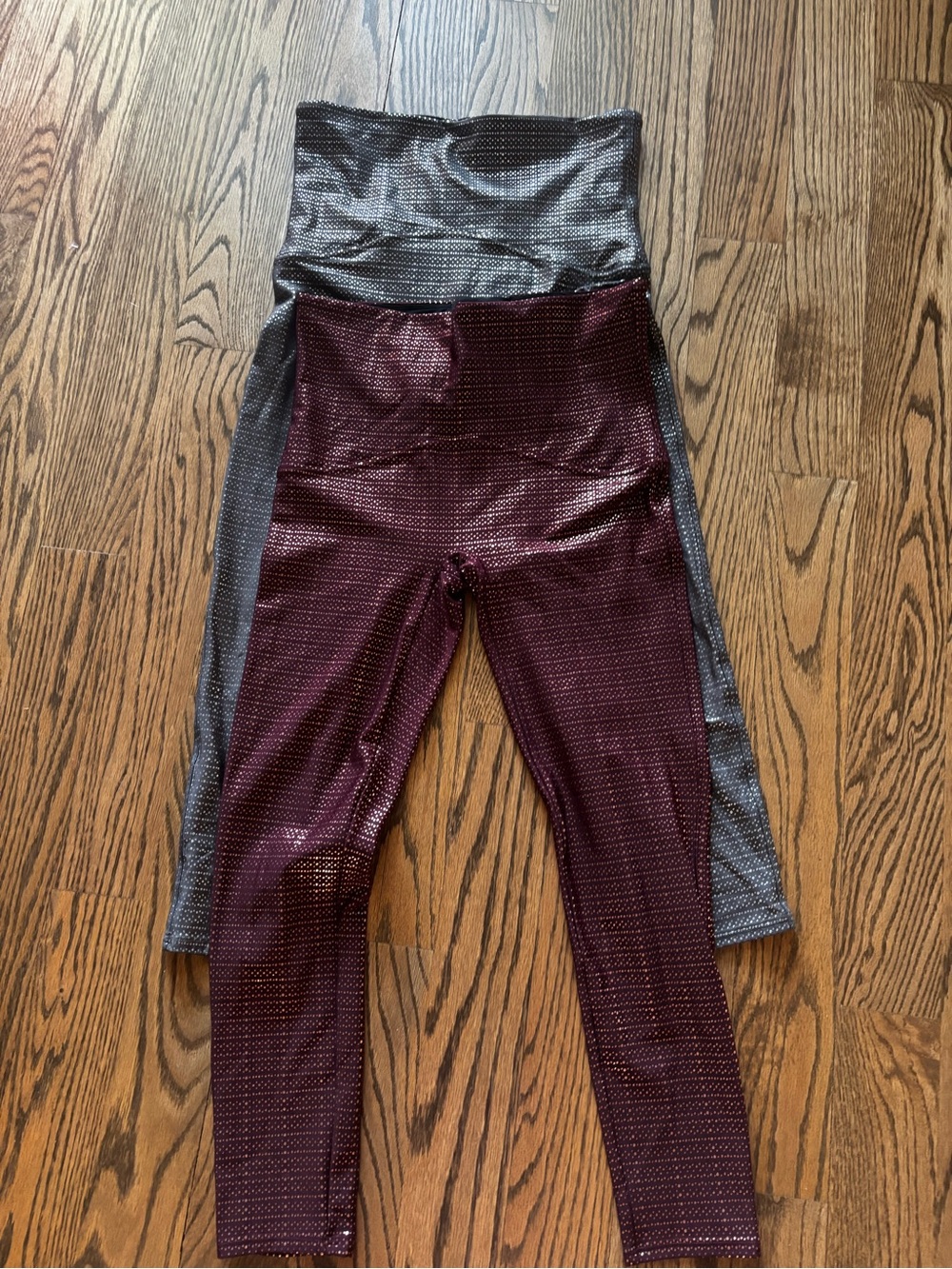 2 pair Spanx metallic dot leggings